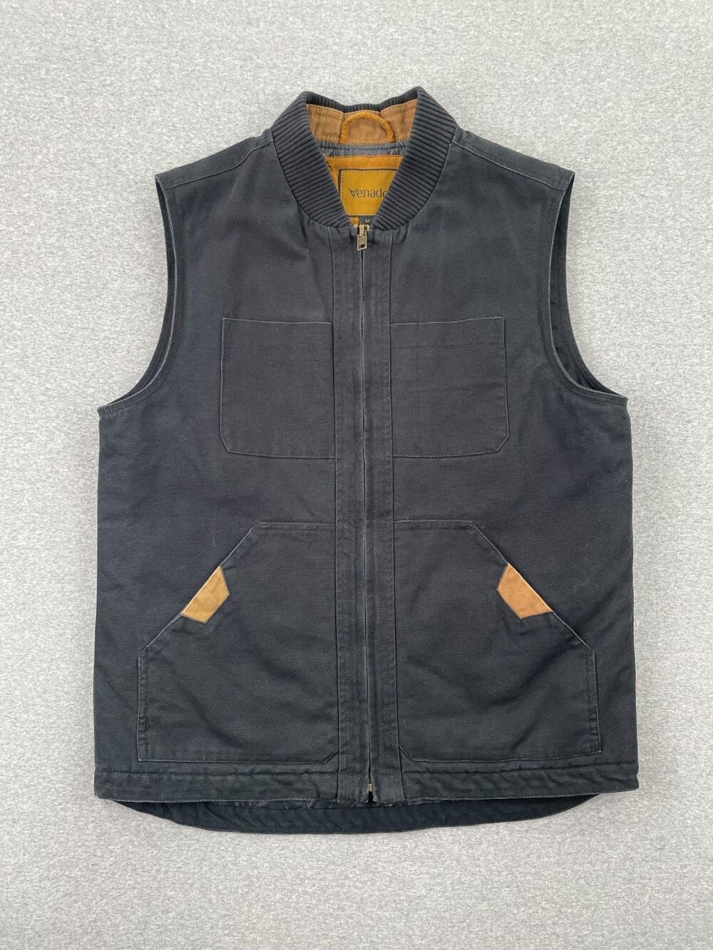 Venado Concealed Carry Vest Mens M Black Heavy Duty Canvas Jacket Pockets Zip Up